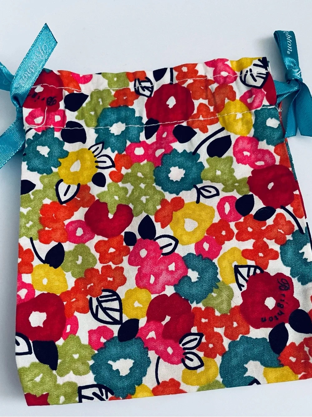 Brighton Floral Drawstring Pouch - Red, Pink, Yellow, Teal, Green, Black